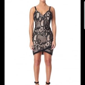 Black lace body con dress NWOT